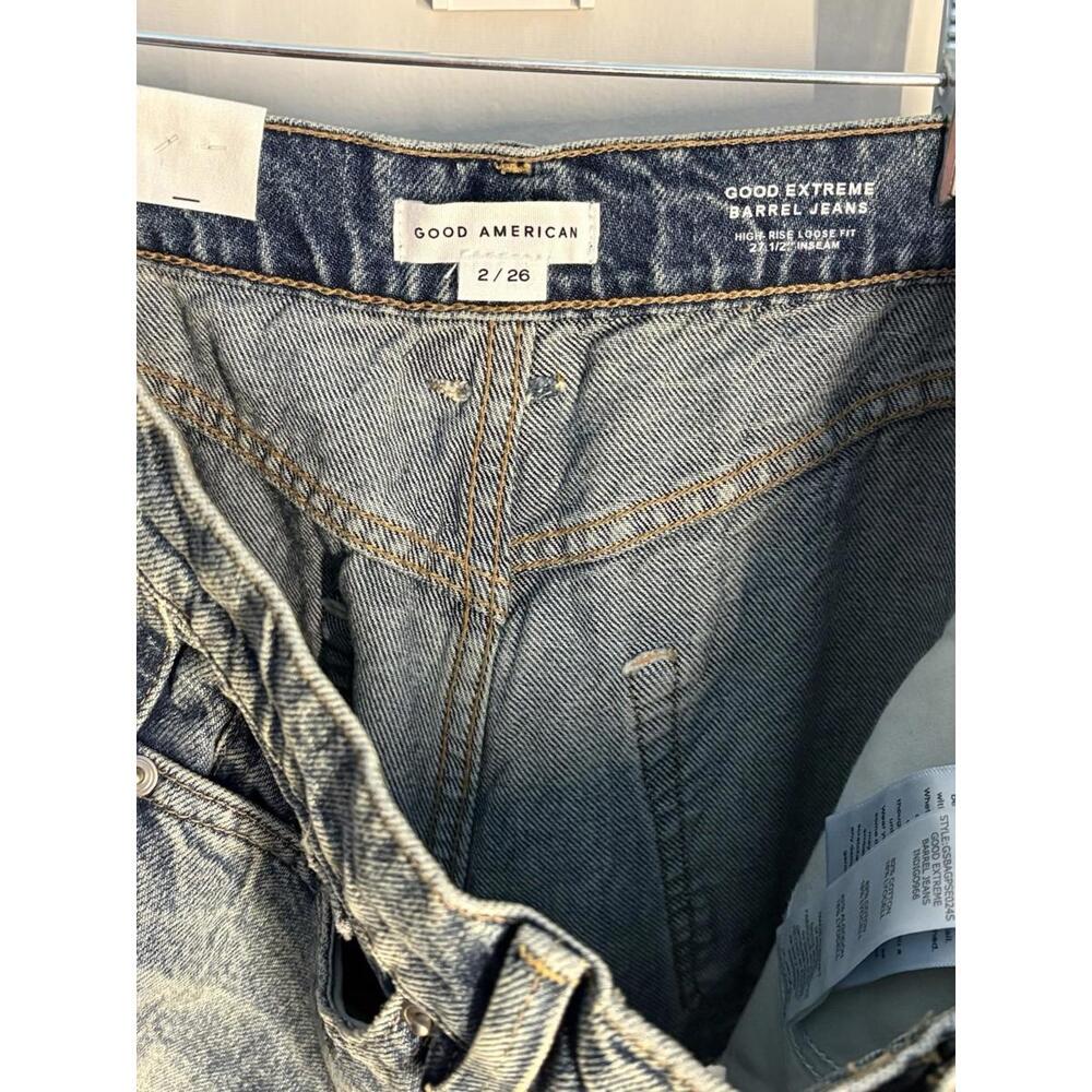 072) Good American Barrel Leg Jeans High Rise Size 2/26 - Picture 2 of 5